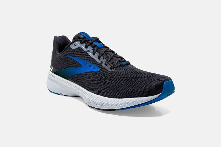 Launch 8 Road Brooks Running Shoes NZ Mens - Black/Grey/Blue - LOCVDA-047